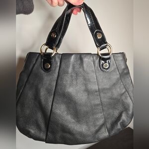 Simply Vera Wang Black Pebbled Leather Shoulder Bag